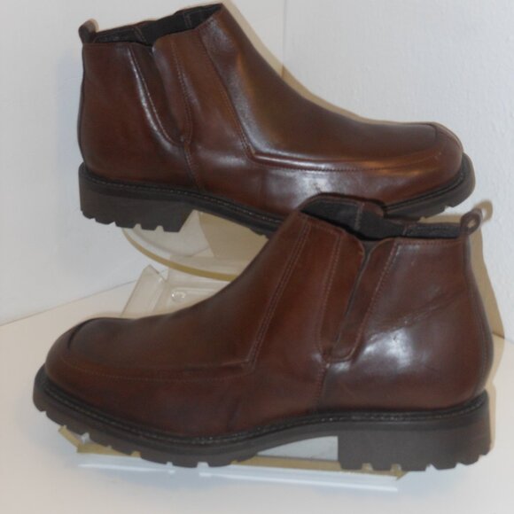 KENNETH COLE BROWN LEATHER ANKLE BOOTS SIZE 12 MEDIUM - Picture 2 of 6